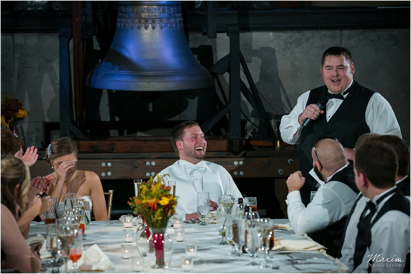 Best Cincinnati Wedding Photographer, The Bell Event Centre, Wedding Reception, Wedding Toasts
