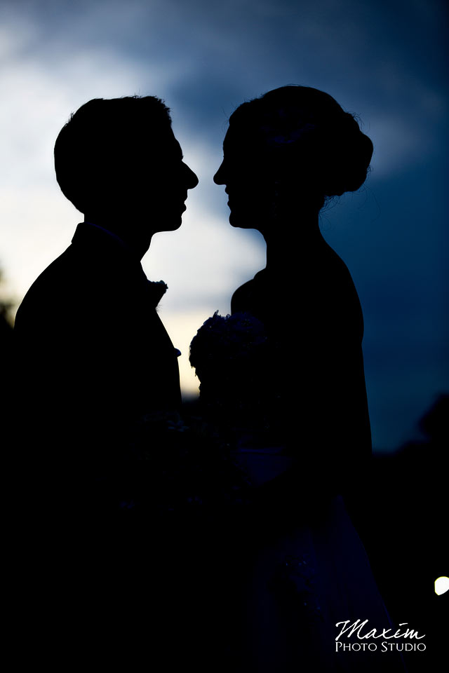 Manor House Wedding Bride Groom silhouette