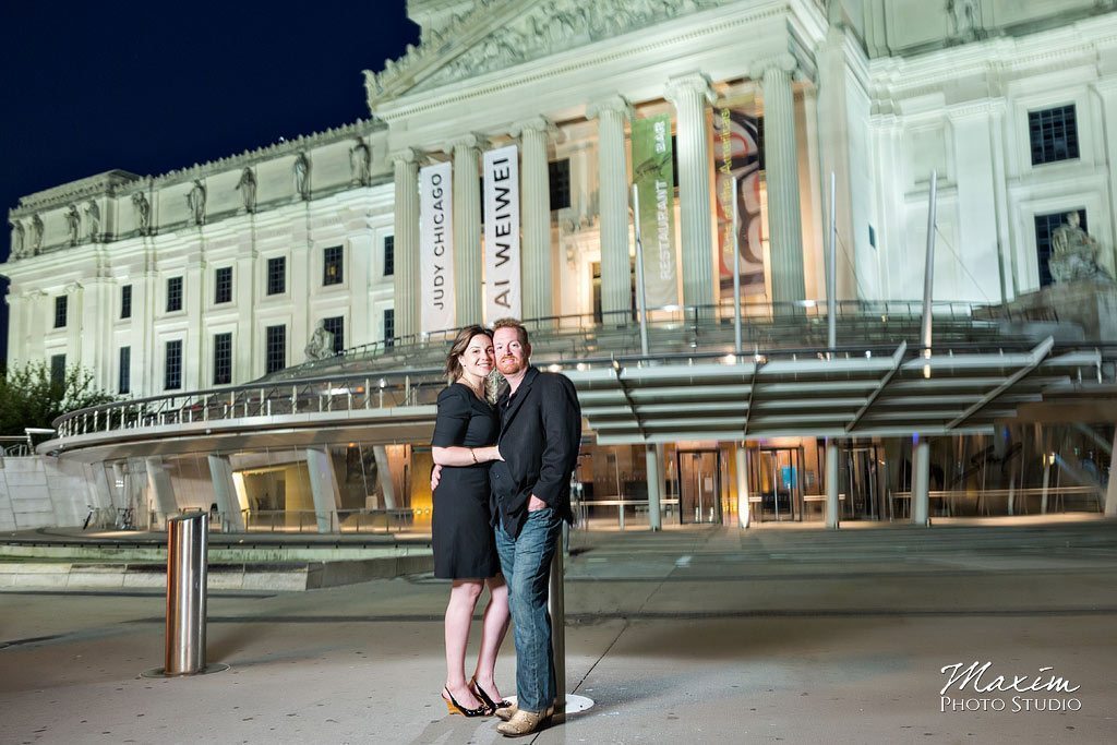 Brooklyn Museum of Art NYC nighttime engagement photo