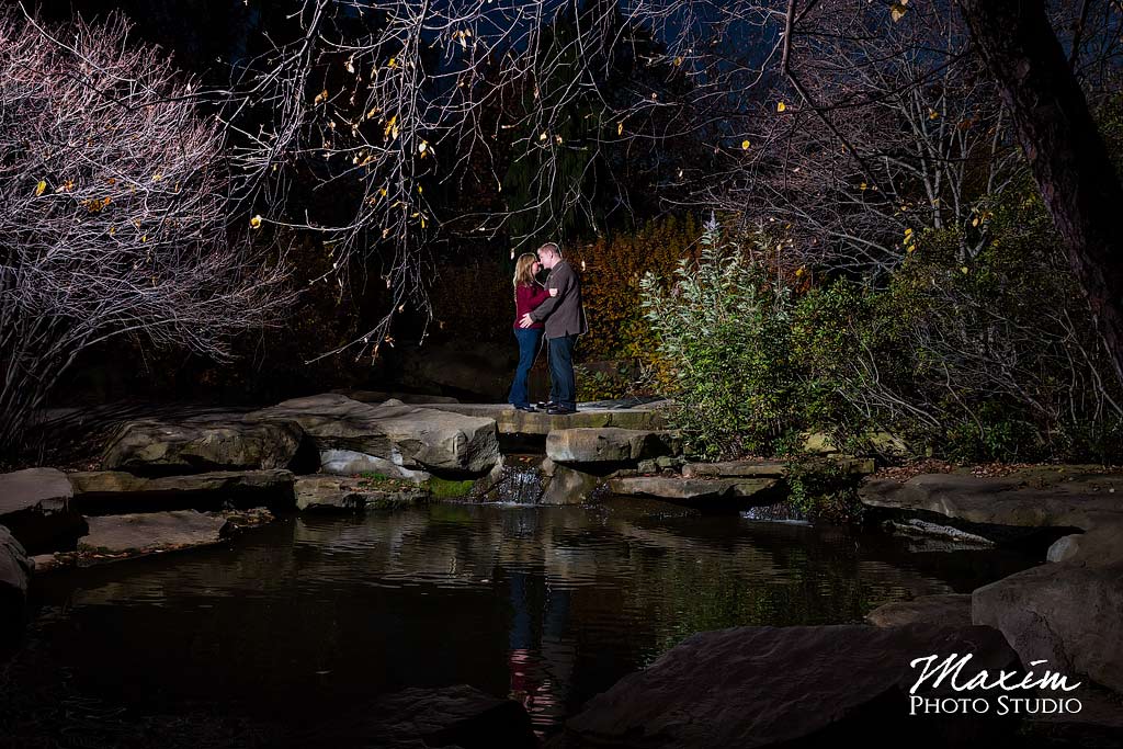 Night time Cox Arboretum Engagement Photography