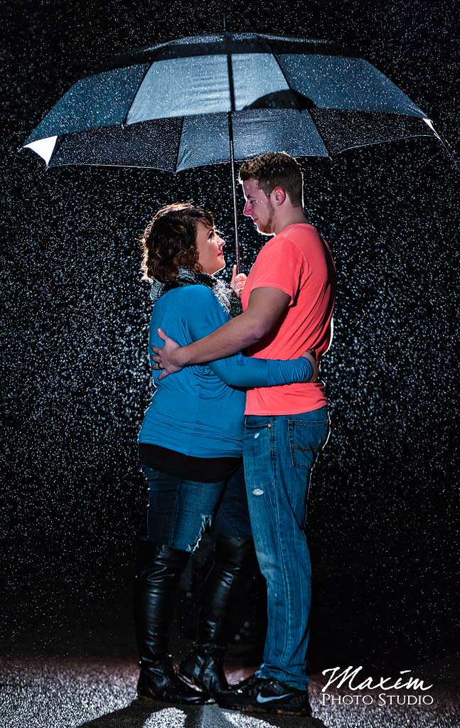 Spring Grove Cemetery Engagement in rain