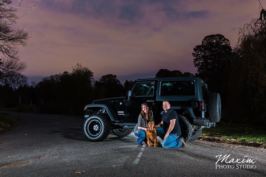 Spring Grove Off Camera Flash Engagement with Jeep