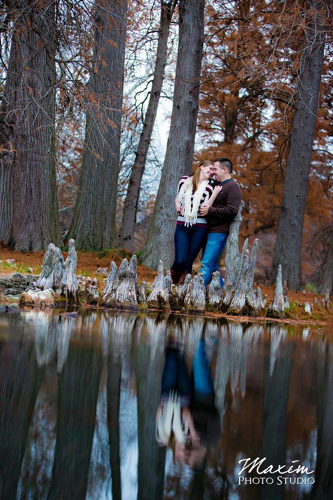 Spring Grove Cemetery Engagement water reflection