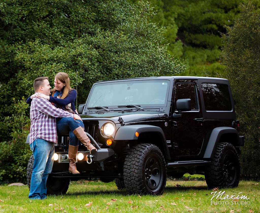 Jeep at Spring Grove Cemetery Engagement