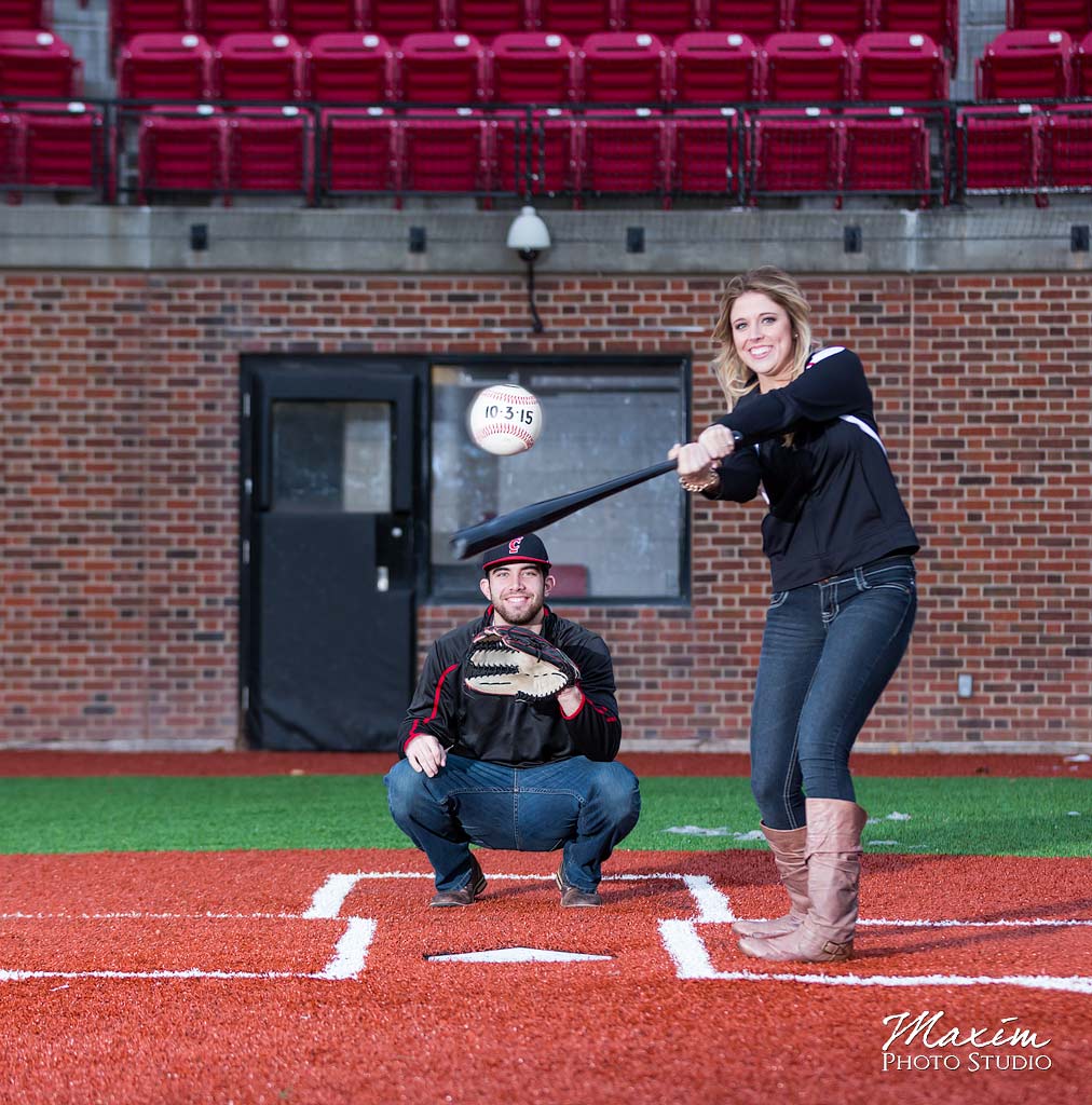 UC baseball engagement save the date picture