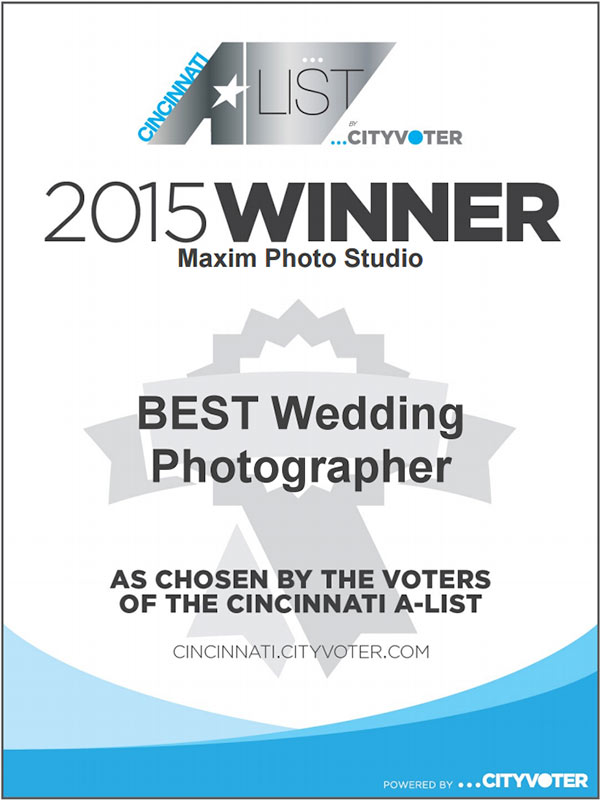 2015 Cincinnati A-list Best Wedding Photographer Winner