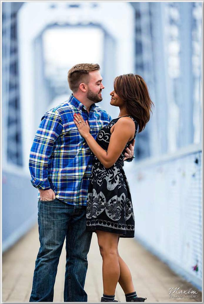 Cincinnati Wedding Photographers Purple People Bridge Engagement