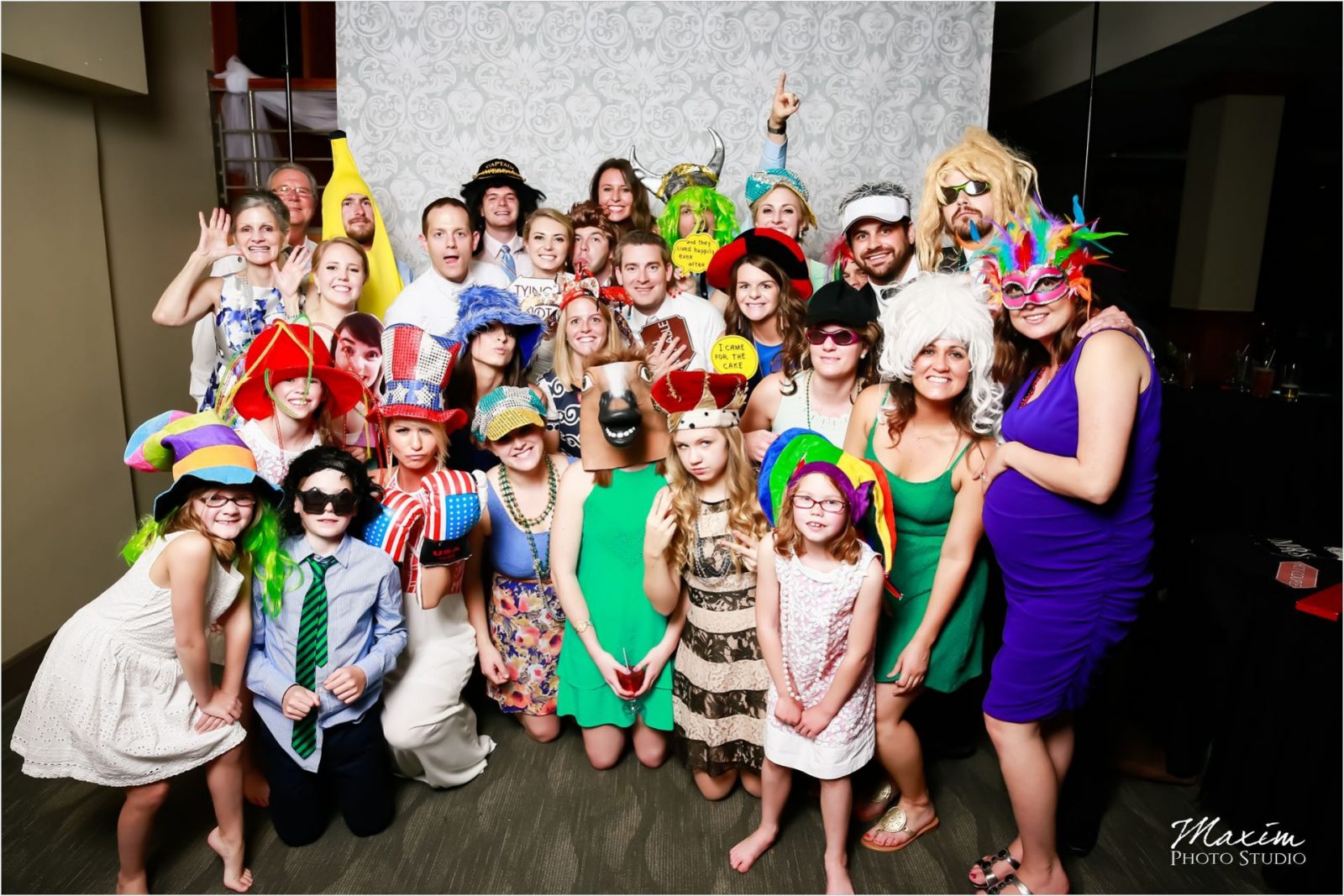 Madison Event Center Covington Kentucky Wedding Reception group unboxed photo booth