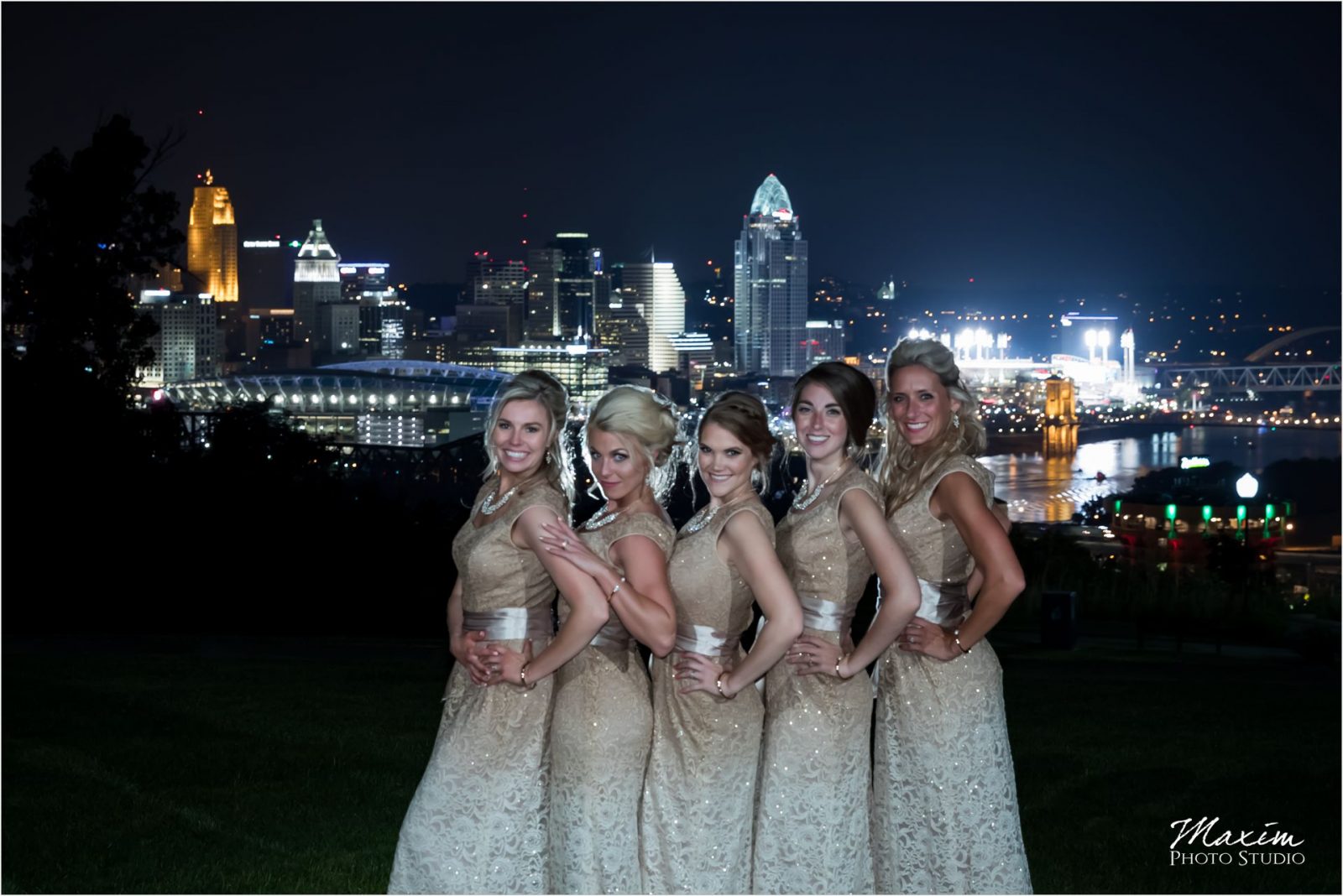 Drees Pavilion Covington Kentucky Cincinnati Night picture Bridesmaids