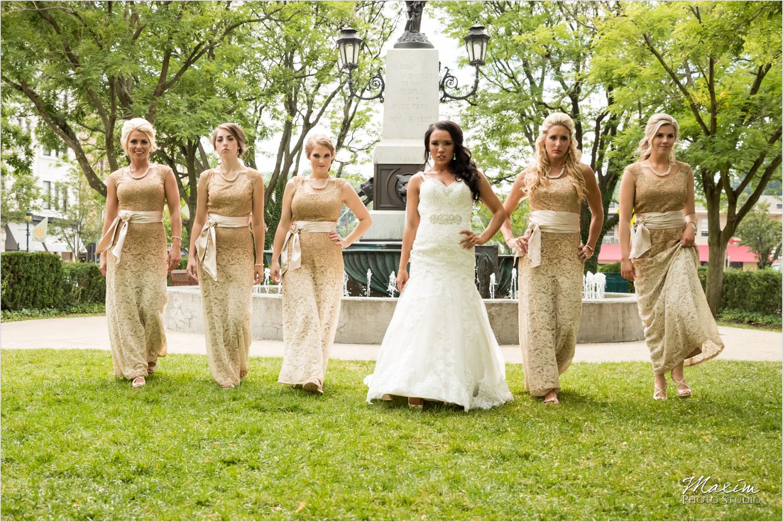 Hyde Park Cincinnati Bride Bridesmaids walking