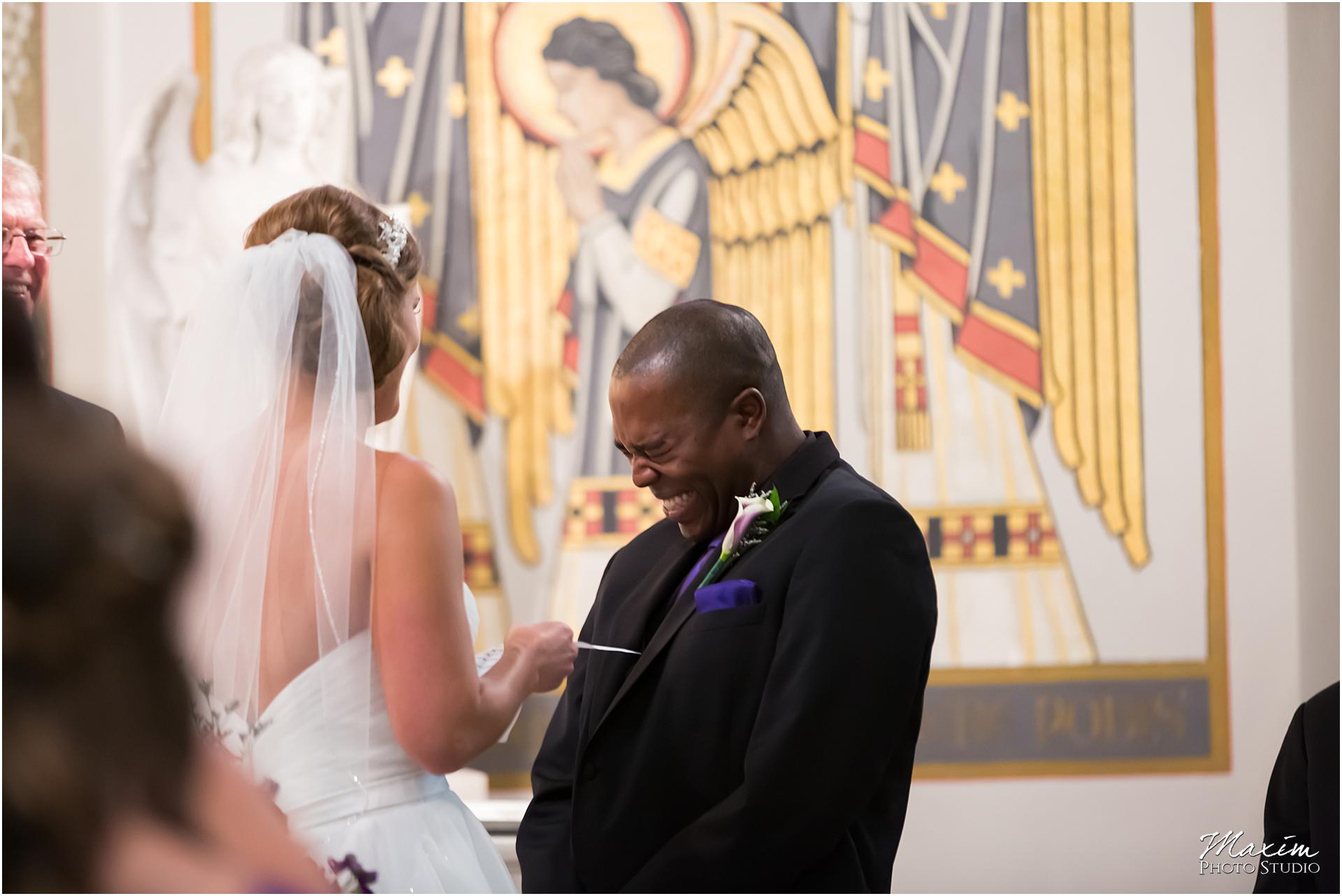 St. Aloysius Chapel Cincinnati Wedding ceremony Groom