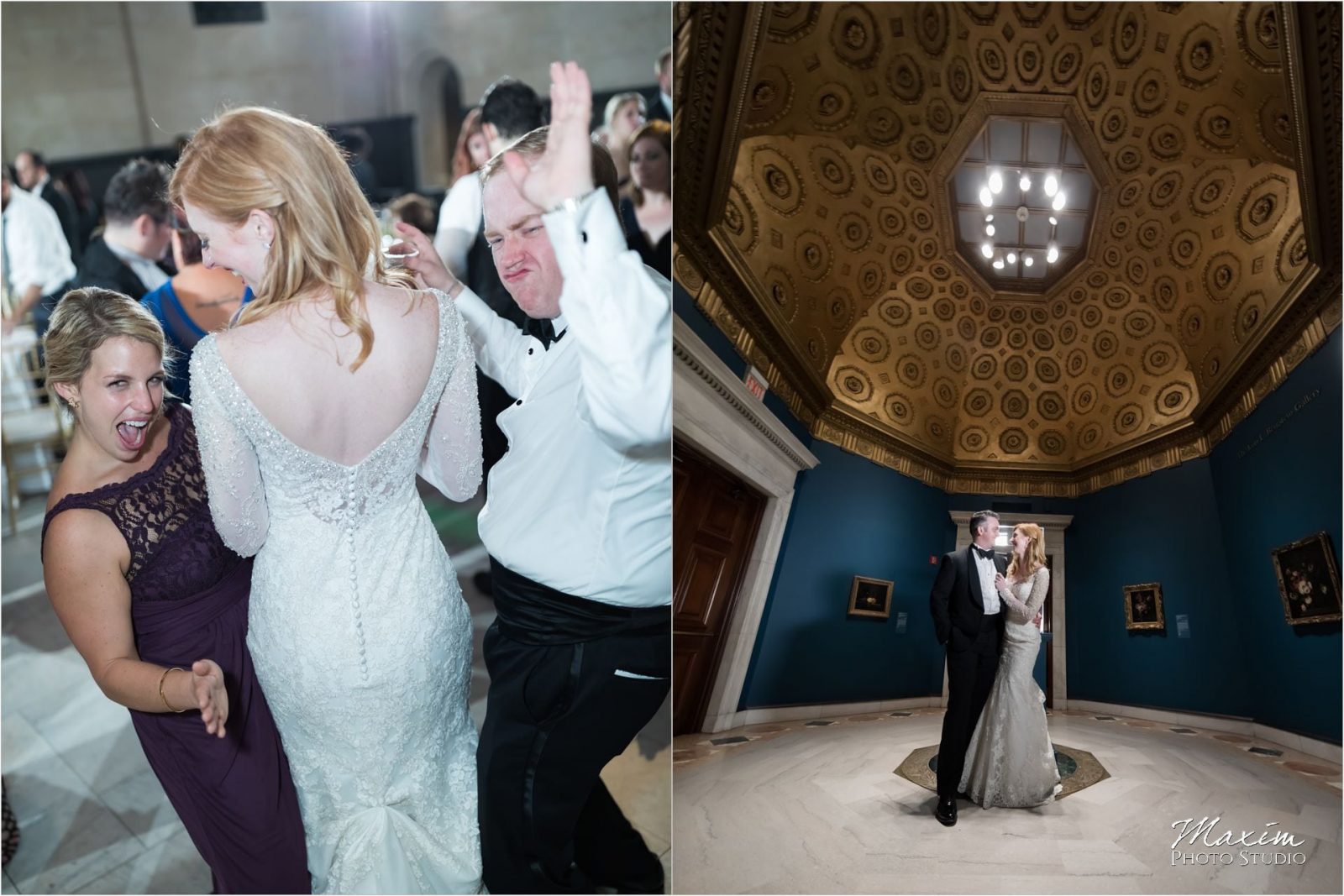 Cincinnati Wedding Photographers Art Museum reception bride groom