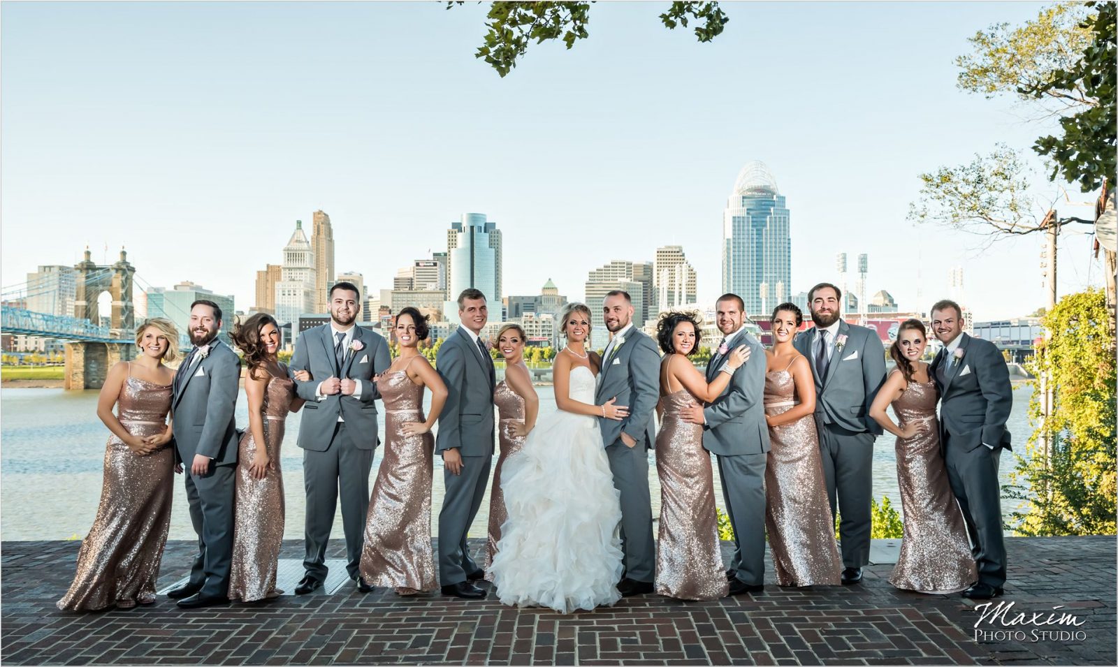 Cincinnati Skyline Wedding party