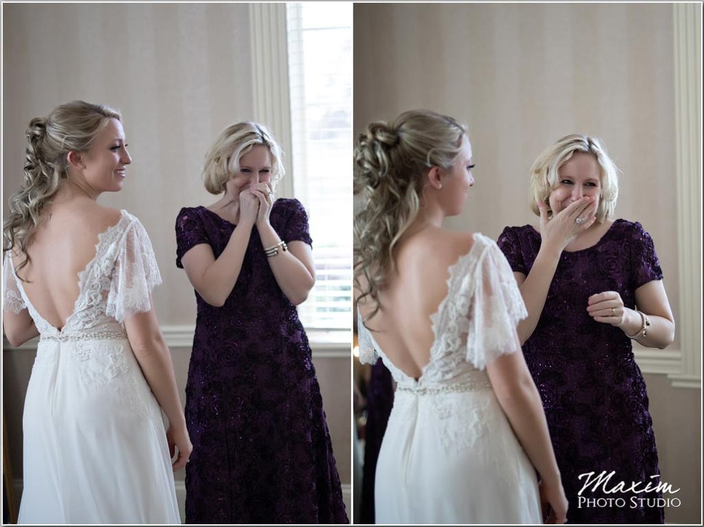 Manor House bride preparations, mom crying