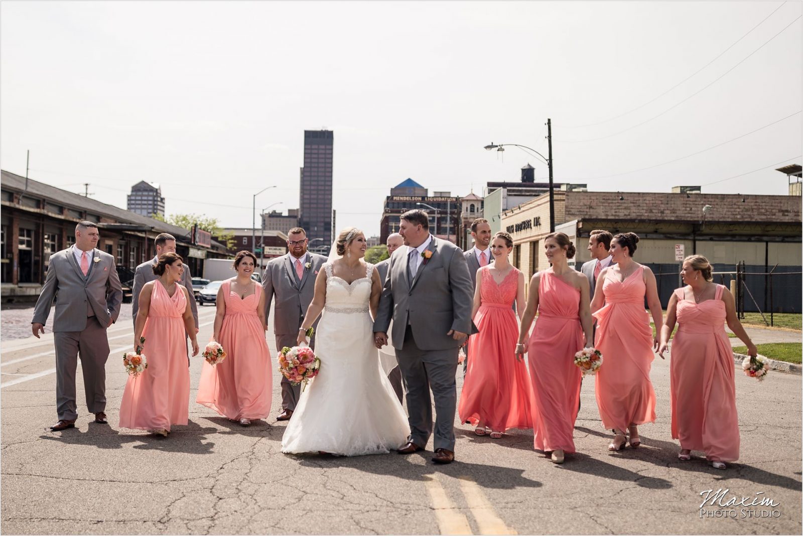 Top of the Market Dayton Ohio Wedding Downtown bridal party