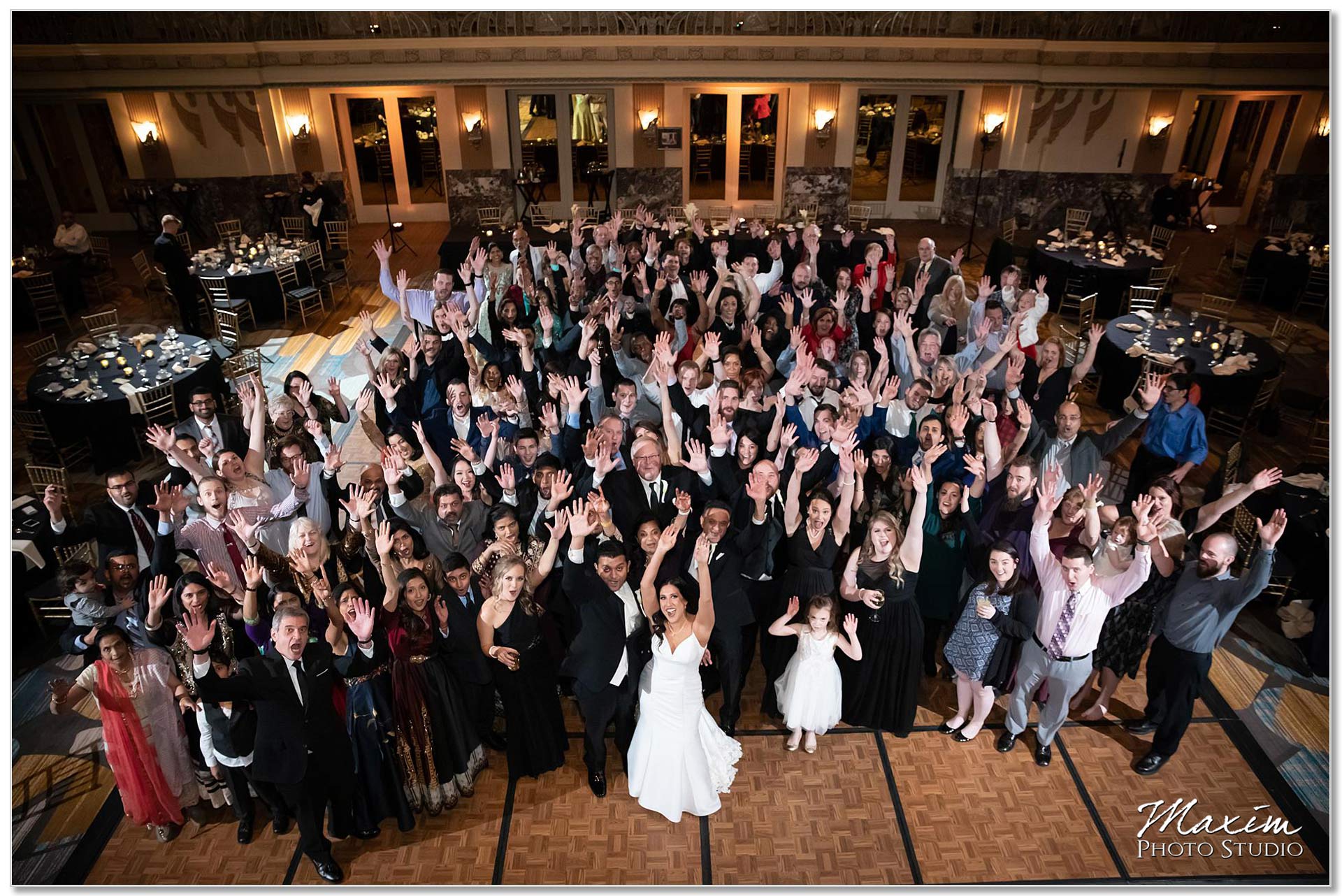 Hilton Netherland Plaza wedding Reception Group Photo