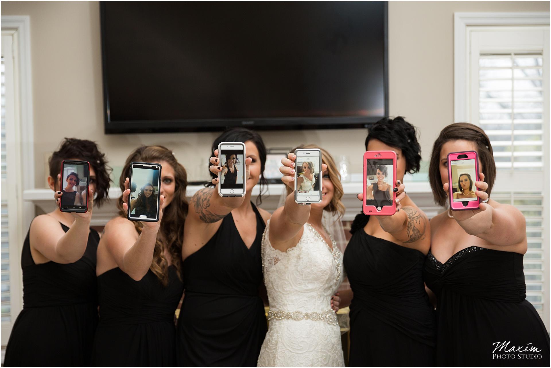 Canopy Creek Wedding Cell phone bridesmaids