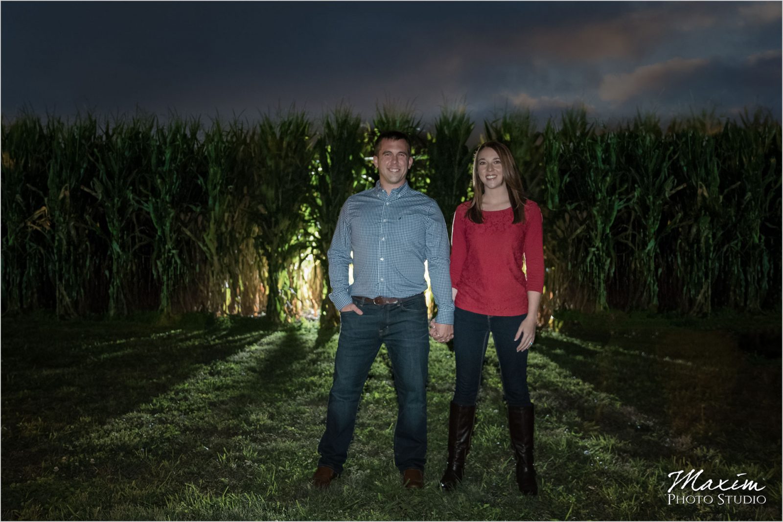 Ohio Corn farm Wedding engagement couple