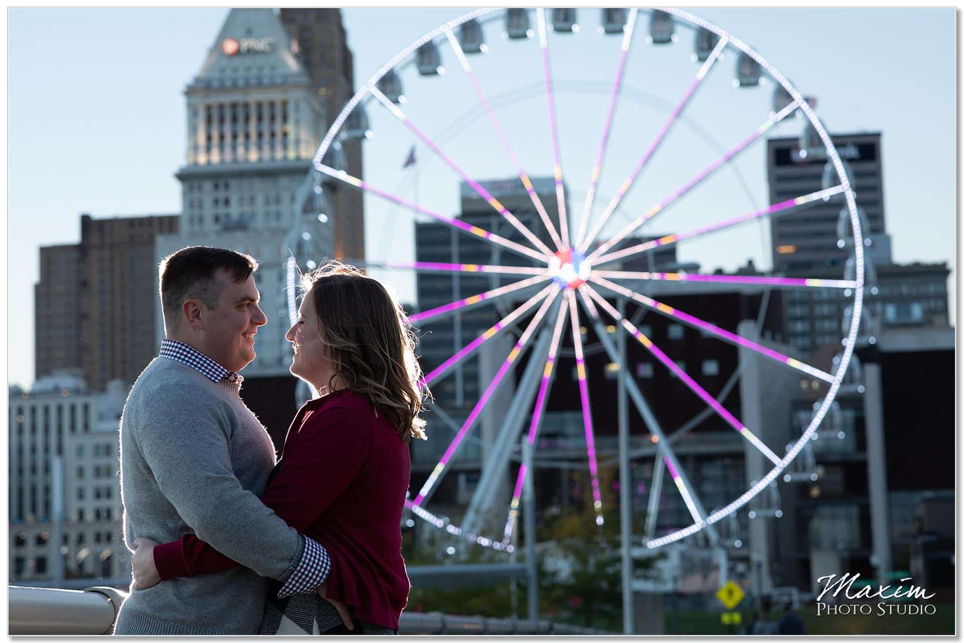 Smale Riverfront Park Cincinnati Fall engagement couple