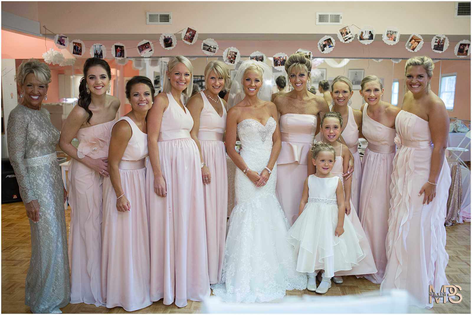 Cincinnati Music Hall Wedding Preparations bride bridesmaids