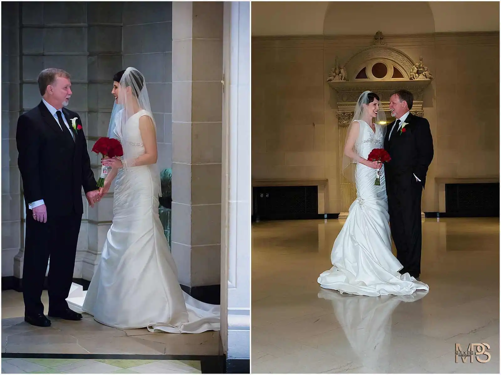 Dayton Art Institute Winter Wedding portraits bride and groom