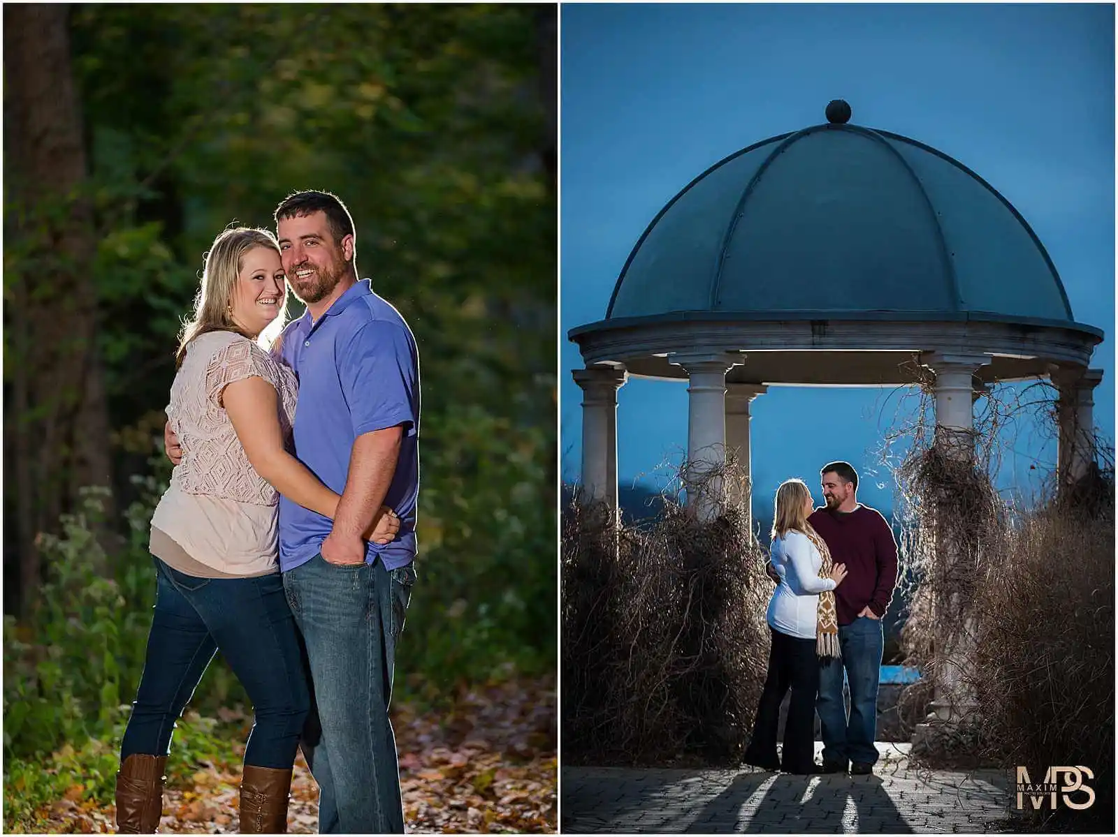 Cincinnati couple posing for a picture engagement at Glenwood Gardens