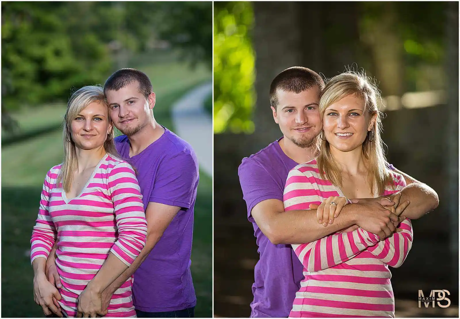 Loving couple in a casual outdoor portrait session.