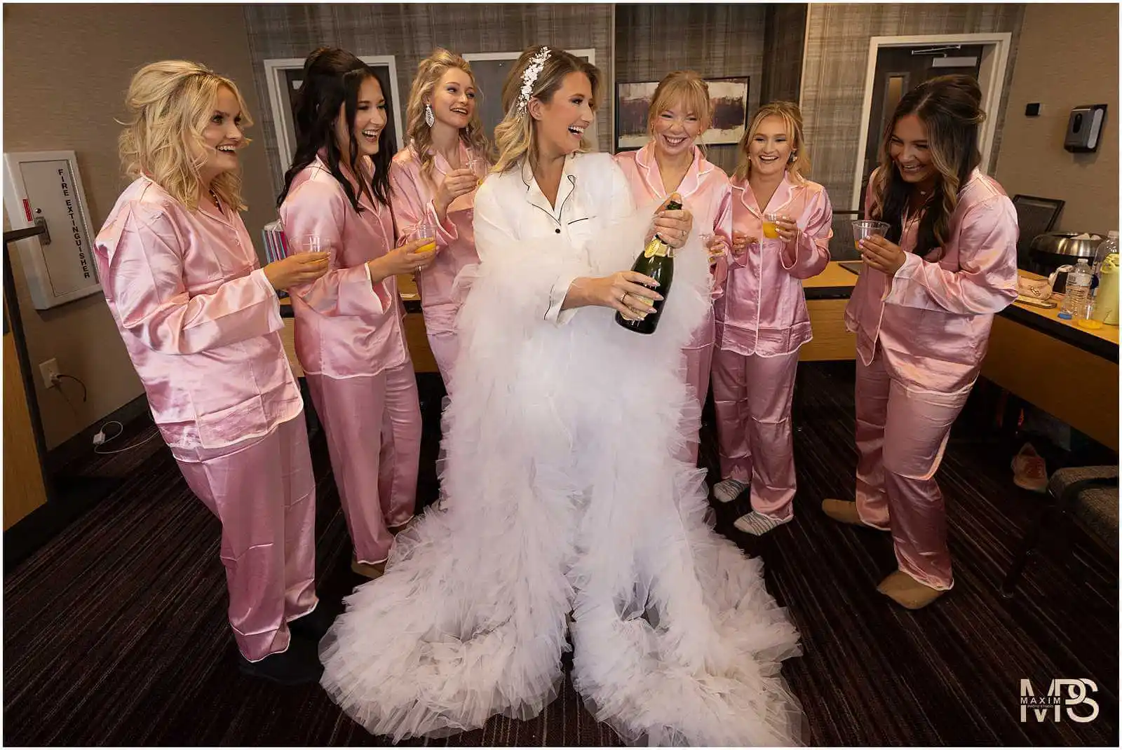 Bridesmaid getting ready at Manor House Ohio wedding