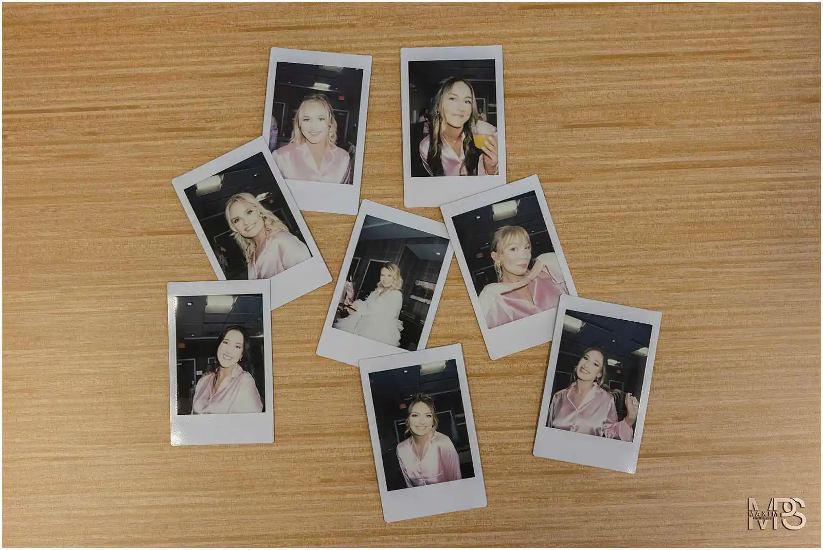 Bridesmaids polaroid pictures for Manor House Ohio wedding