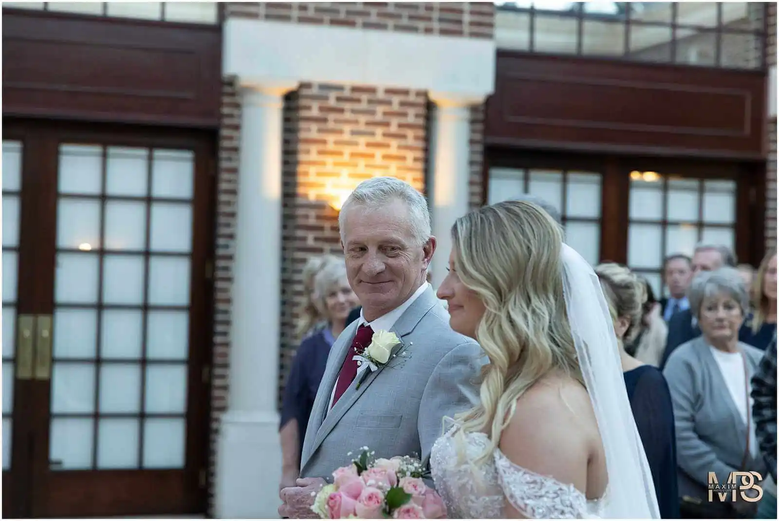 Father and bride at Manor House wedding ceremony