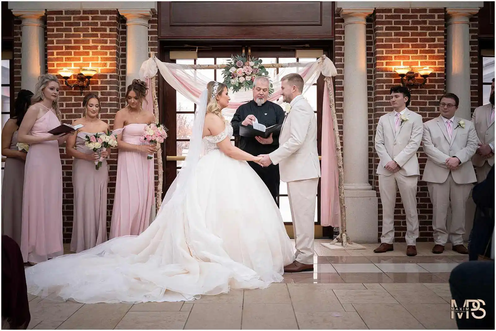 Groom and bride at Manor House wedding ceremony