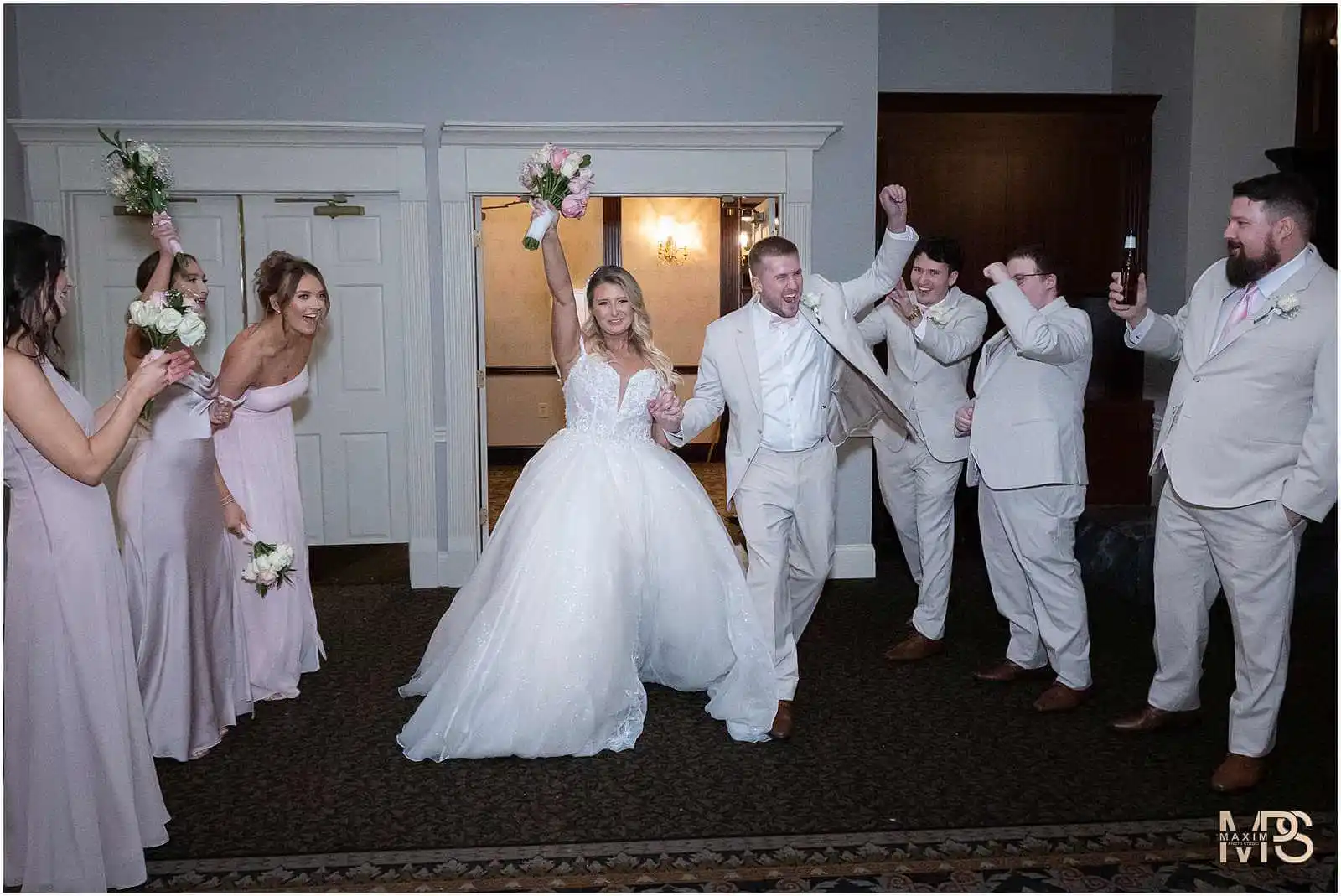 Bride Groom Manor House Ohio wedding reception entrance