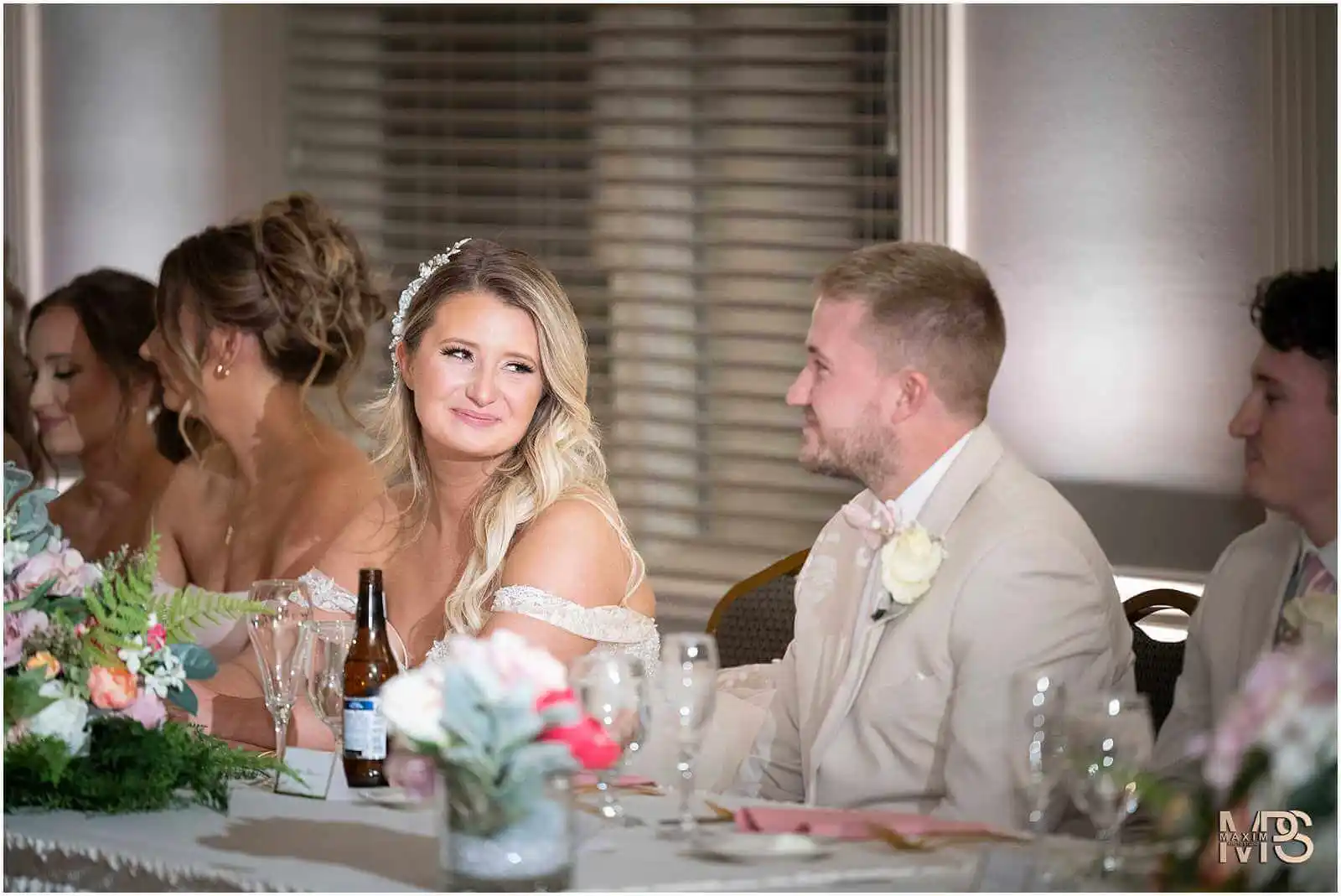 Manor House Ohio wedding reception bride groom laughing