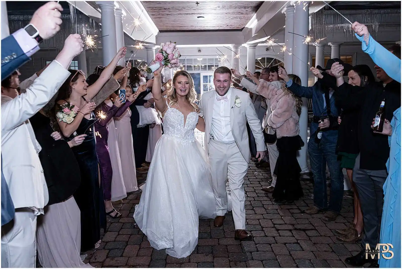 Manor House Ohio Wedding reception sparkler exit