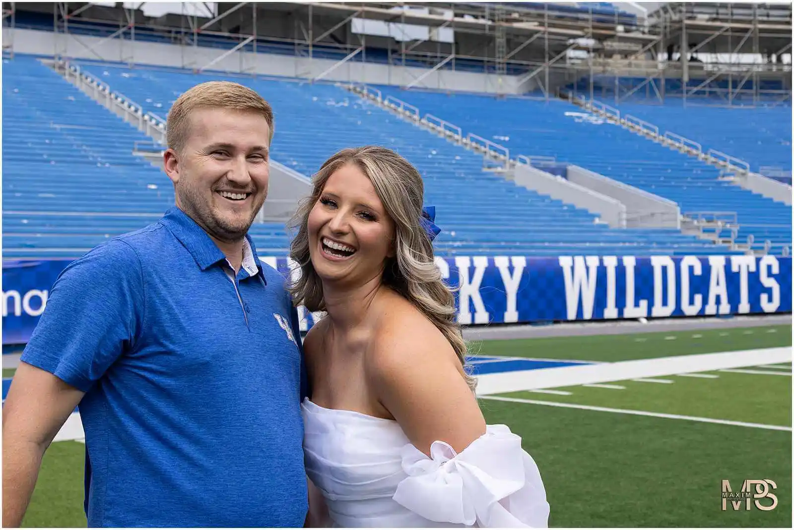 UK Kroger Field bride groom laughing engagement session