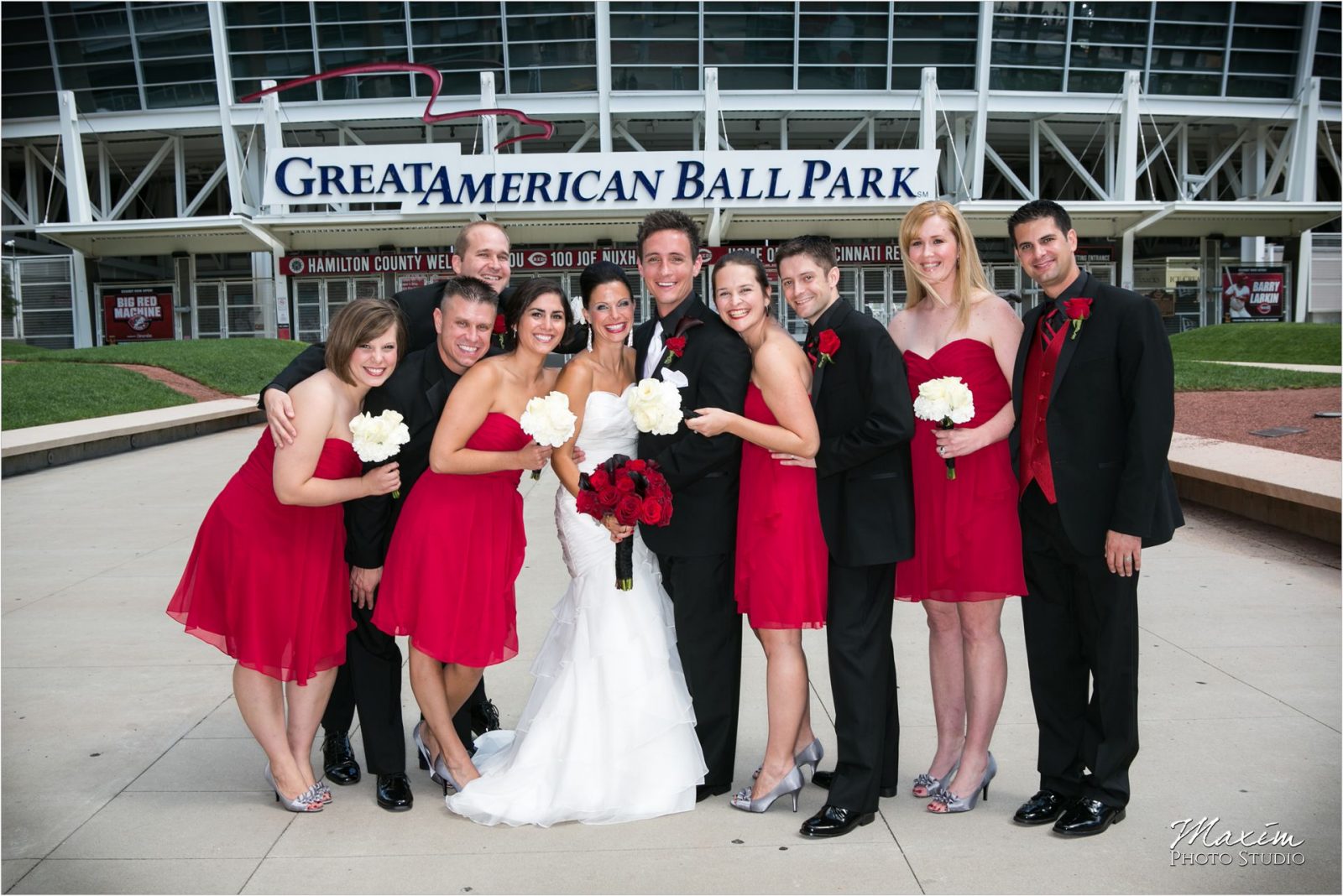 Great American Ballpark Cincinnati Wedding bridal party