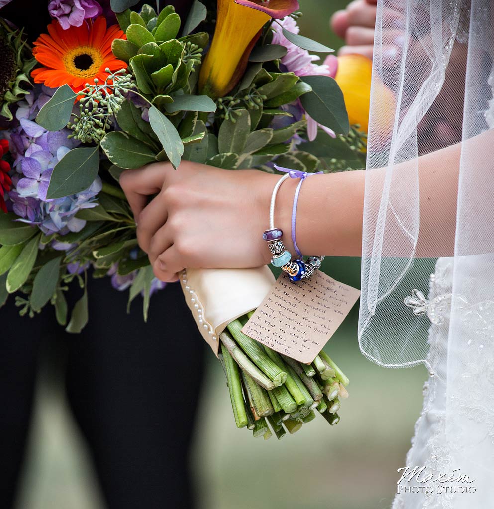 Bridal flowers at Cox Arboretum Wedding