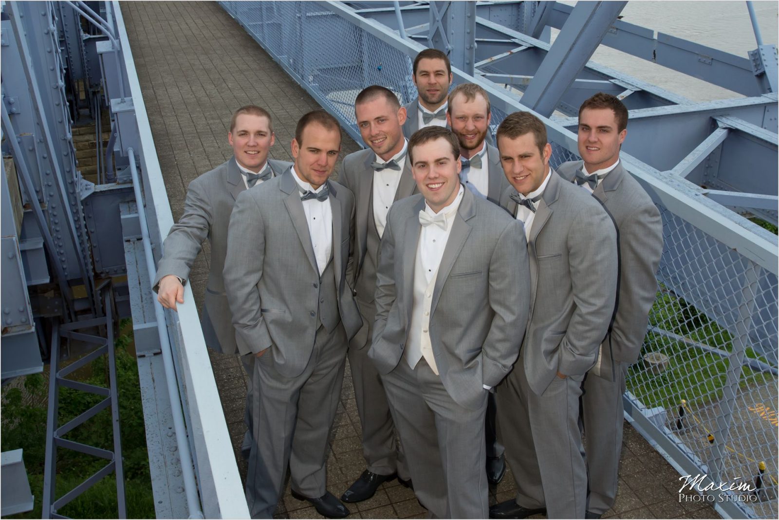 Purple People Bridge Groomsmen wedding
