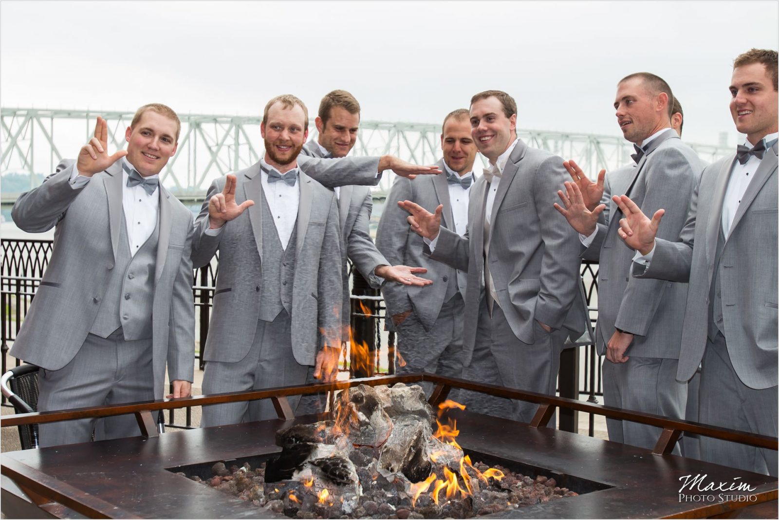 Newport on the Levee Cincinnati Wedding groomsmen pictures