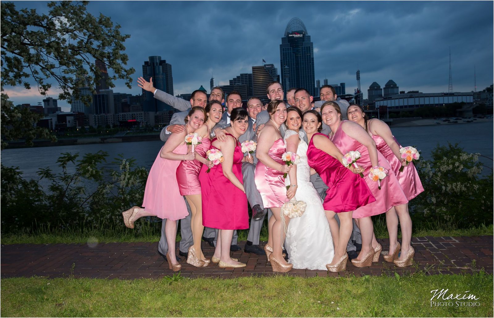 Cincinnati Skyline Wedding Bridal Party