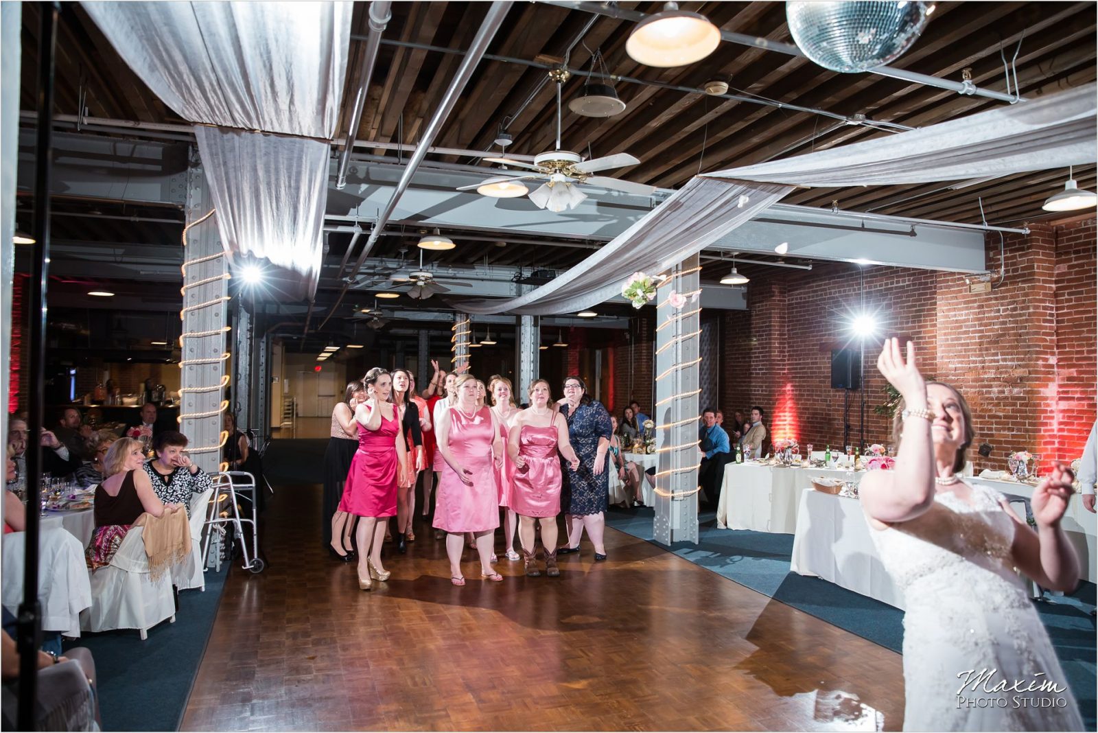 Longworth Hall Cincinnati Wedding Reception Bouquet Toss