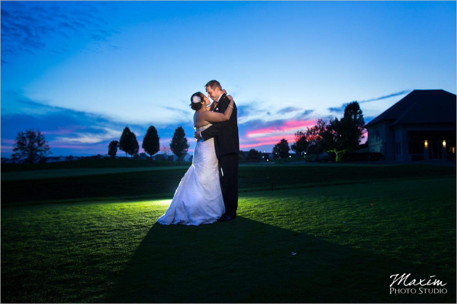 Scioto reserve country club wedding sunset