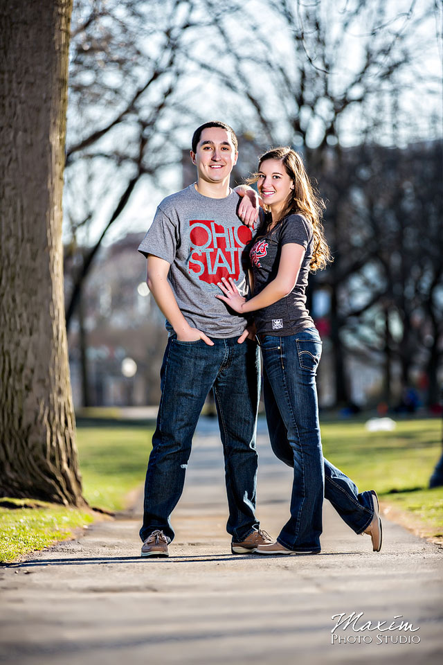 Off Camera Flash Engagement Photograph at Ohio State University