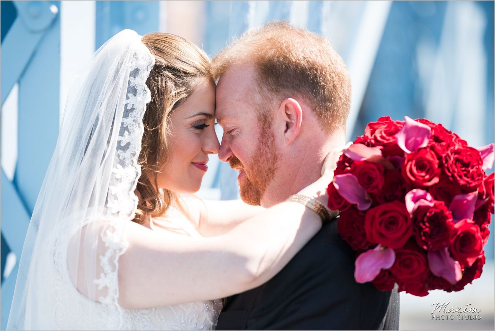 Purple People Bridge Bride Groom Wedding Day