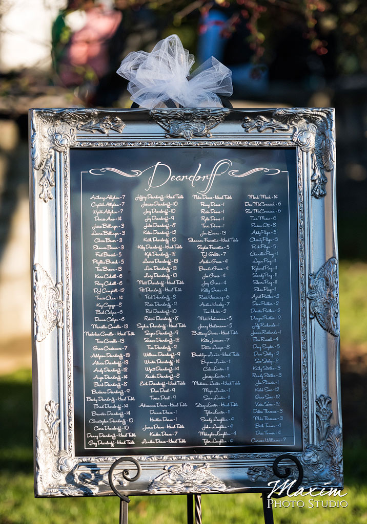 Ault Park Cincinnati Wedding Seating Chart