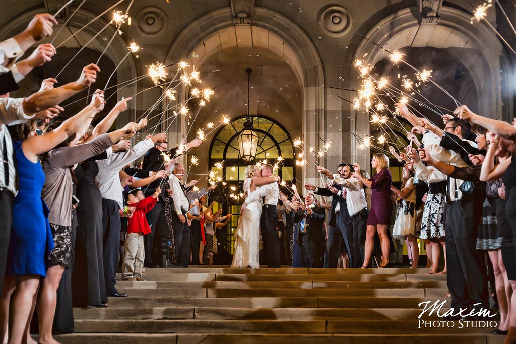 Sparkler wedding reception exit Columbus Art Museum Wedding