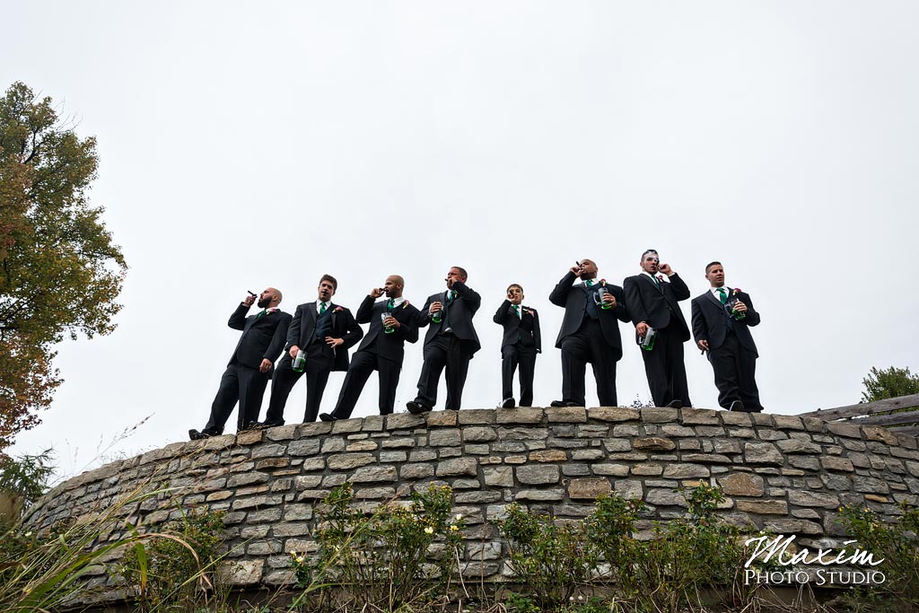 Glenwood Gardens groomsmen wedding day picture