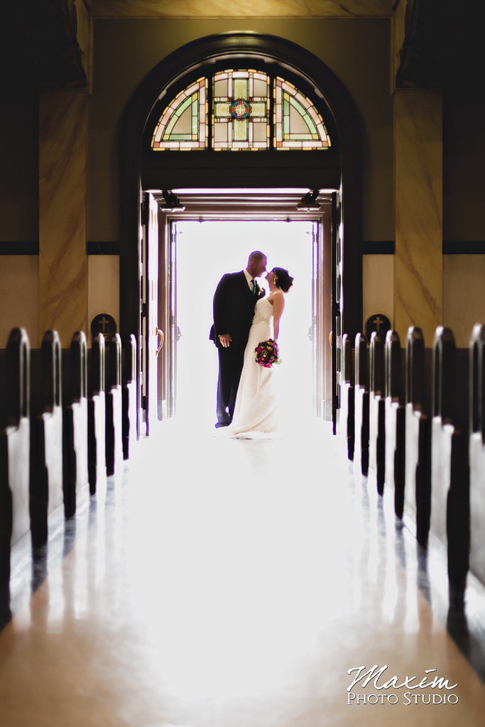 Bride groom Lake Lyndsey wedding church portrait