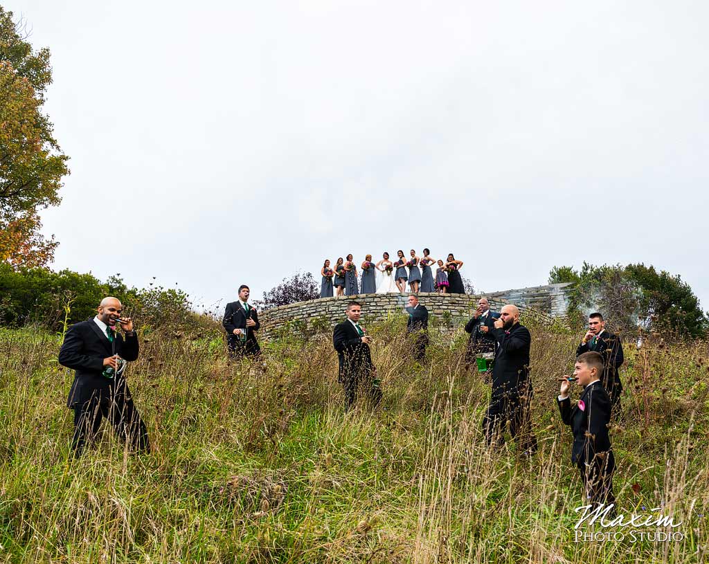 Glenwood Gardens Bridal party field photo