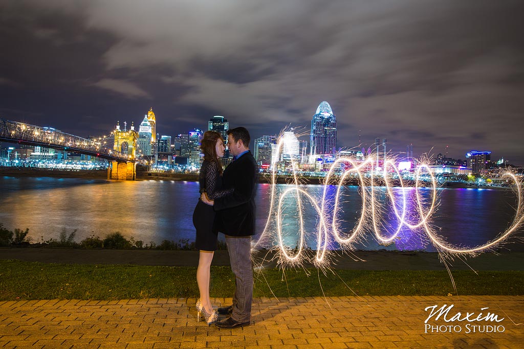 Cincinnati Skyline sparkler Engagement